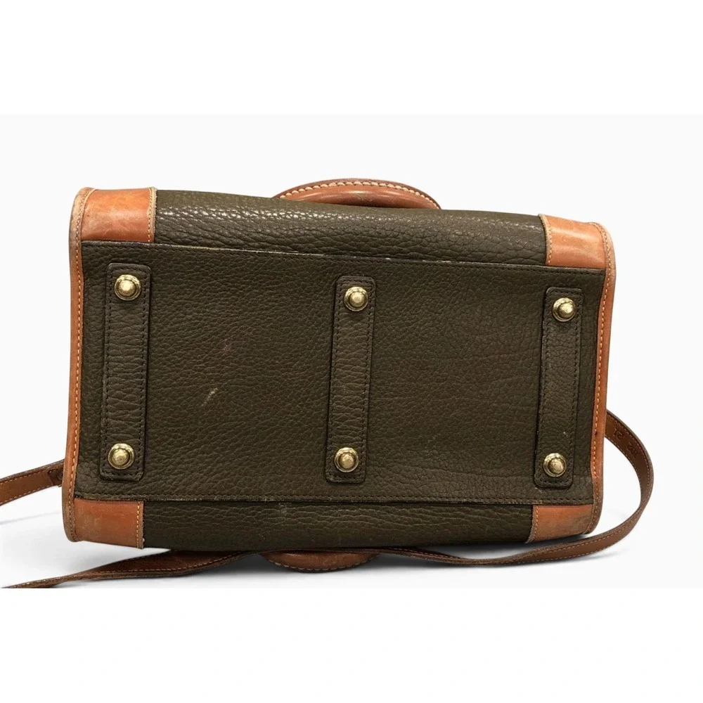 Vintage Dooney & Bourke AWL Leather Satchel Crossbody Bag Green USA Duck